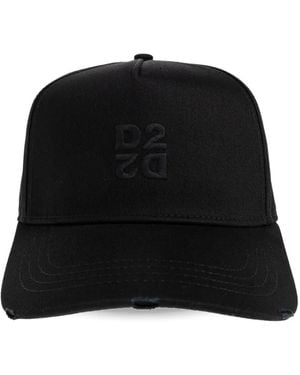 DSquared² D2 Embroidered Distressed Baseball Cap - Black