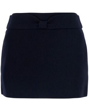 ShuShu/Tong Bow-Detail Wool Mini Skirt - Blue