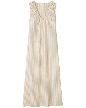 Stylein Vestido Fruncido A Rayas - Blanco