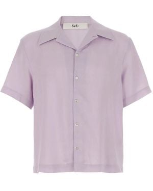 Séfr Noam Short-Sleeve Button-Up Shirt - Purple