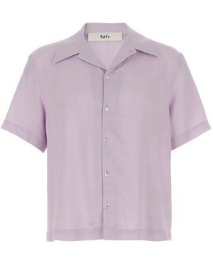Séfr Noam Short-Sleeve Button-Up Shirt - Purple