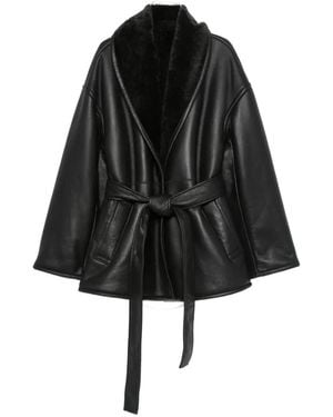 JOSEPH Manu Leather Coat - Black