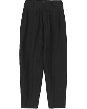 Yohji Yamamoto Crease-Effect Tapered Trousers - Black