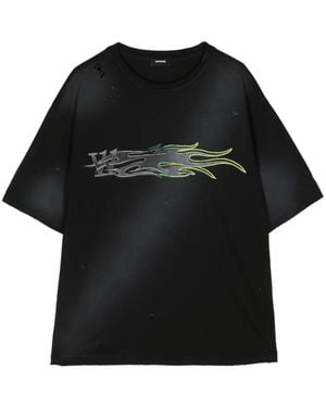 we11done Graphic-Print Cotton T-Shirt - Black