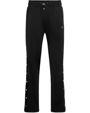 Philipp Plein Snap-Fit Fastening Track Trousers - Black