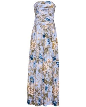 Cara Cara Floral-Print Ruched Maxi Gown - White