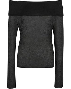 Roberto Collina Openwork Lace-Effect Off-The-Shoulder Sweater - Black