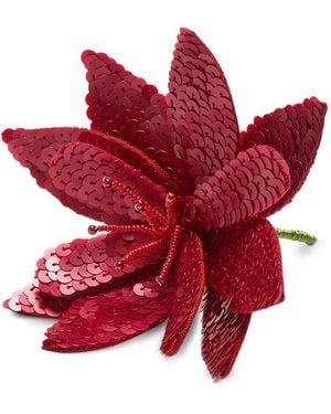 Maliparmi Blumen-Brosche Mit Pailletten - Rot