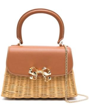 Self-Portrait Mini Tote Bag With Bow - Brown