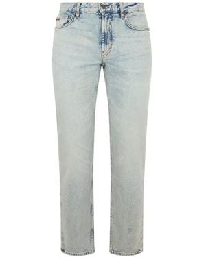 Emporio Armani Acid-Wash Logo-Plaque Jeans - Blue