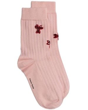 Simone Rocha Chaussettes Nervurées À Ornements - Pink