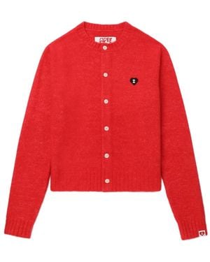 A Bathing Ape Heart-Badge Buttoned Cardigan - Red