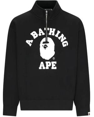 A Bathing Ape University Logo-Print Jumper - Black