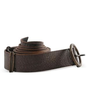 Ziggy Chen Round-Buckle Textured-Finish Belt - Brown