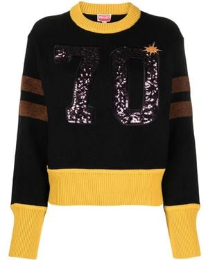 KENZO Maglione Girocollo Con Ricamo - Nero