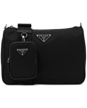 Prada Bolso de hombro con placa del logo - Negro