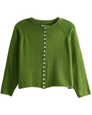 Nikki Chasin Ida Button-Up Raglan-Sleeve Cardigan - Green