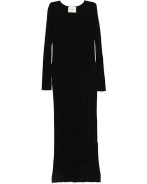 Lisa Yang Ribbed-Knit Long-Sleeve Maxi Dress - Black