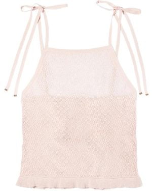 Ganni Pointelle-Knit Tank Top - Pink