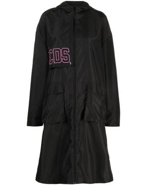 Gcds Embroidered-Logo Hooded Parka - Black