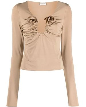 Magda Butrym Neutral Floral-Appliqué Top - Natural