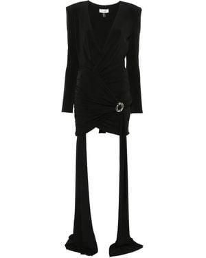 Nissa Ruched Draped-Detail Dress - Black
