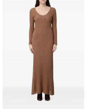 Fabiana Filippi Robe Longue En Maille Nervurée - Brown