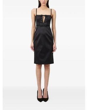 AKNVAS Carmen Bow-Detail Cutout Mini Dress - Black