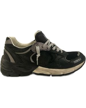 Golden Goose Layered Suede And Mesh Trainers - Black