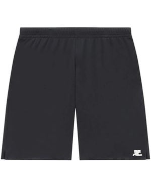 Courreges Logo-Embroidered Casual Shorts - Blue