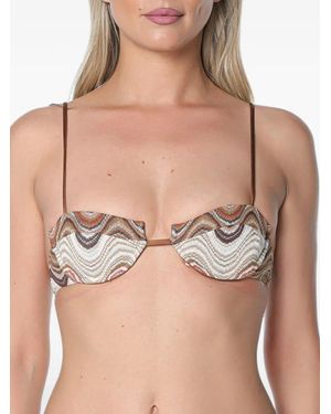 MC2 Saint Barth Salina Wave-Pattern Bikini Top - Natural