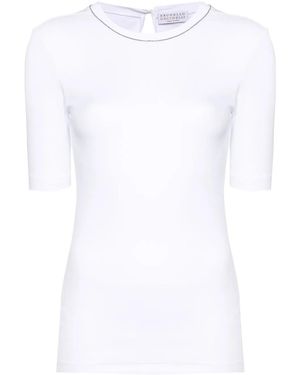 Brunello Cucinelli Cotton 3/4 Sleeve T-Shirt - White