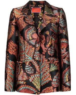 La DoubleJ Single-Breasted Graphic-Print Blazer - Black