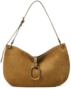 Twinset Round Suede Shoulder Bag - Natural