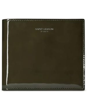 Saint Laurent Paris East/West Patent-Leather Wallet - Green