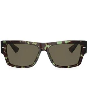 Dolce & Gabbana Tortoiseshell-Effect Rectangle-Frame Sunglasses - Gray