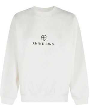 Anine Bing Logo-print cotton sweatshirt - Blanco