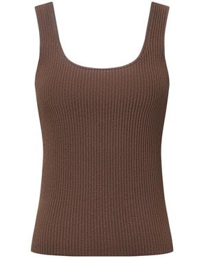 12 STOREEZ Ribbed-Knit Tank Top - Brown