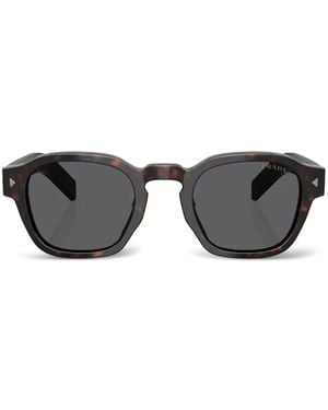 Prada Tortoiseshell-Effect Geometric-Frame Sunglasses - Grey
