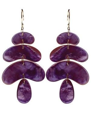 Ten Thousand Things Pendientes Totem En Oro Amarillo De 18 Ct Con Rubí - Morado