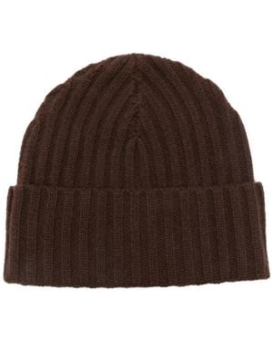 Liska Ribbed Cashmere Beanie Hat - Brown