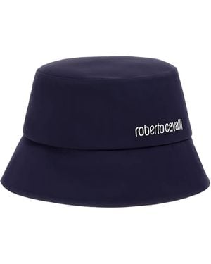 Roberto Cavalli Embroidered-Logo Bucket Hat - Blue