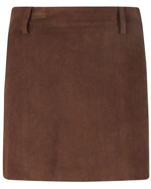 DUNST Suede-Effect Mini Skirt - Brown
