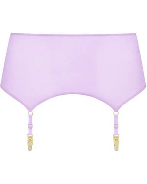 Maison Close Double Sens Sheer Suspender Belt - Purple