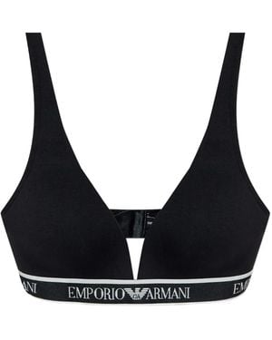 Emporio Armani Logo-Band Triangle Bra - Black