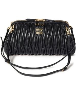 Miu Miu Matelassé Leather Clutch Bag - Black