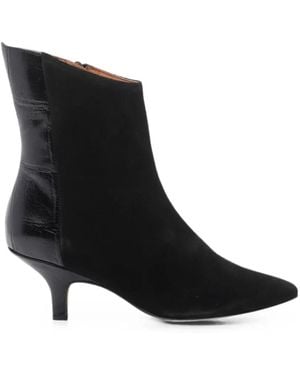 Ángel Alarcón Croc-Effect Paneled Suede Boots - Black