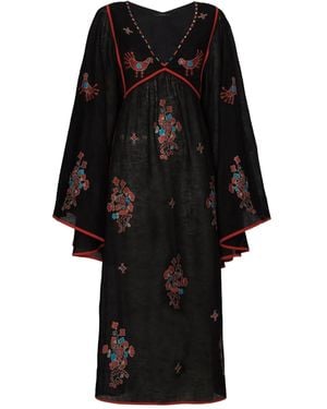 Vita Kin Happy Flowers Midi Dress - Black