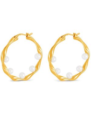 Dower & Hall Waterfall Baroque Pearl Hoop Earrings - Metallic