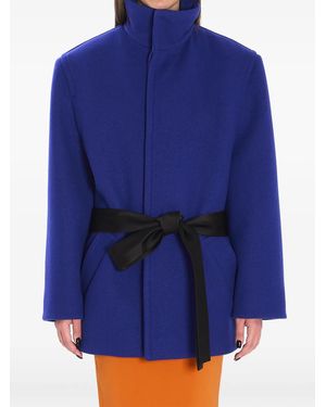 Saint Laurent Abrigo con cinturón - Azul